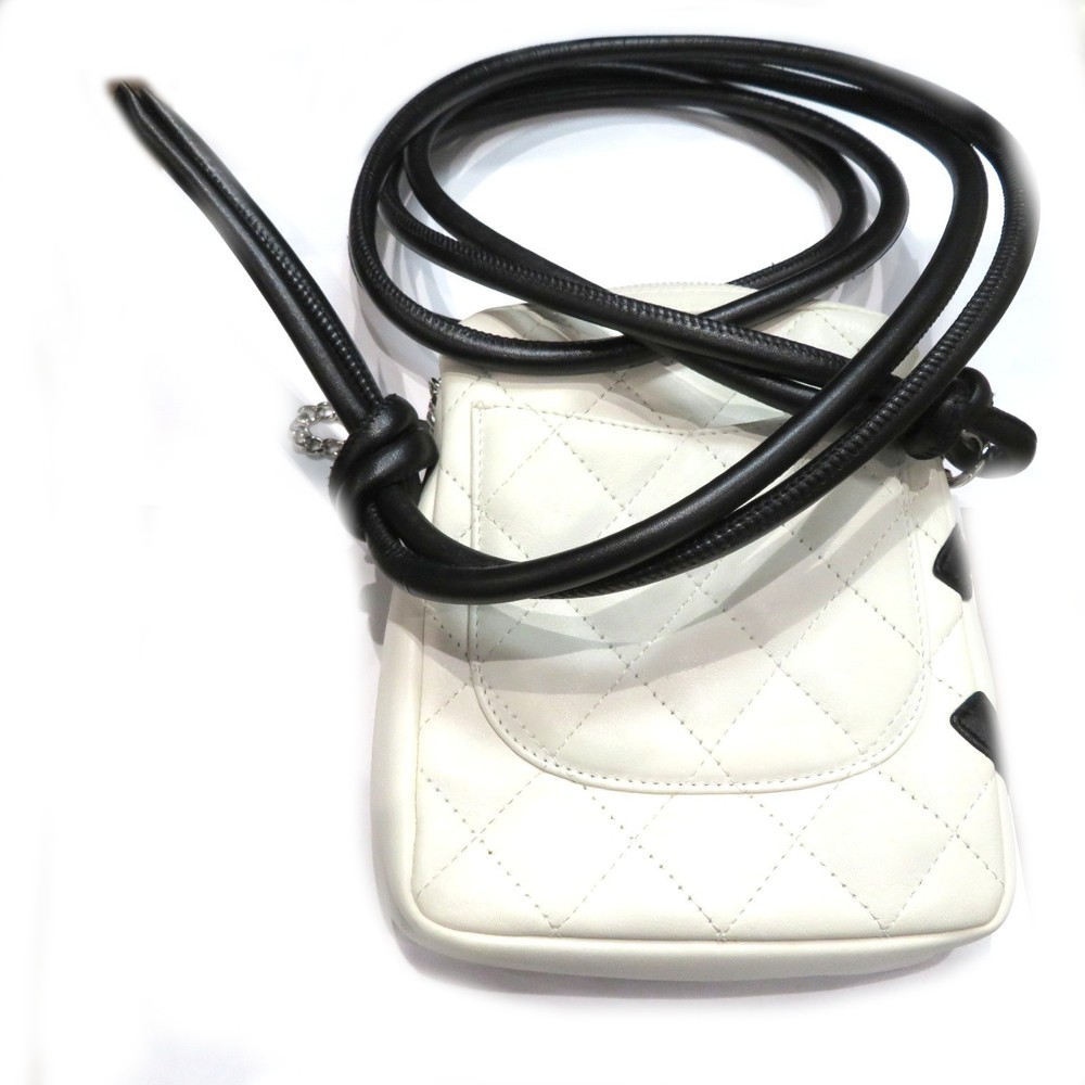 Chanel Bag White Pochette Small Shoulder Line Cambon